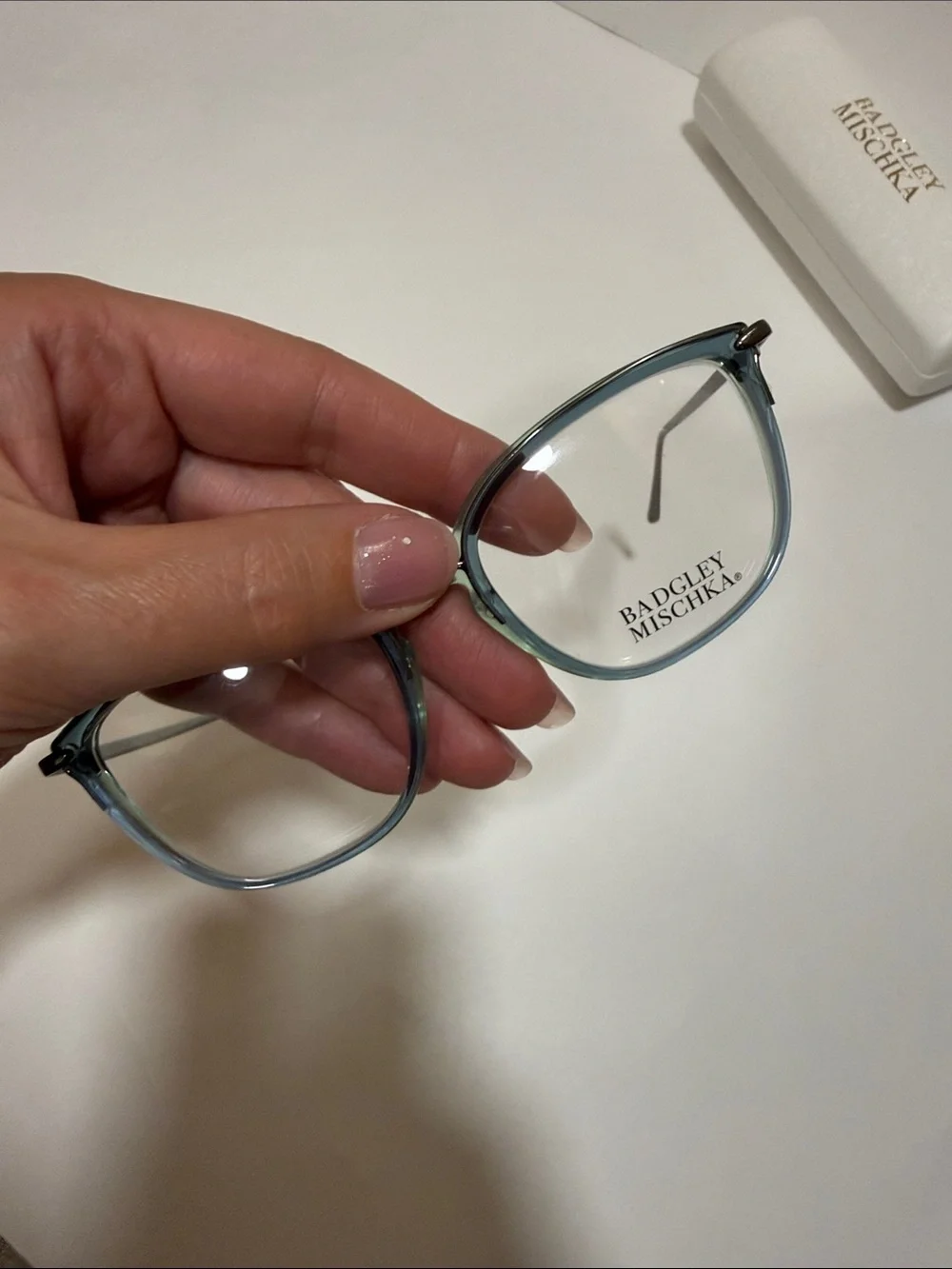 NWT Badgley Mischka Angeline Teal blue green Gradient Ophthalmic Optical frame